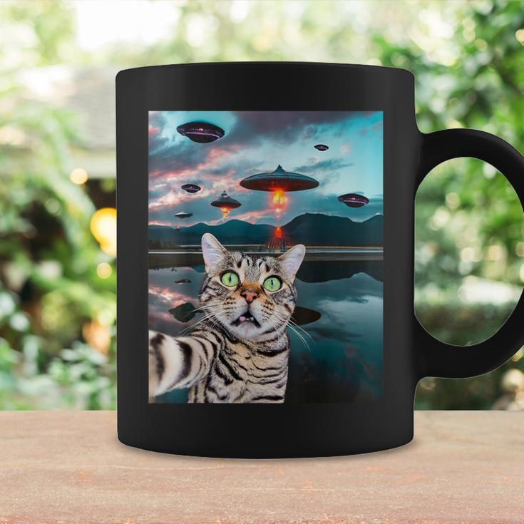 Cat Selfie With Ufos Cute Alien Cat In The Cap Coffee Mug Gifts ideas
