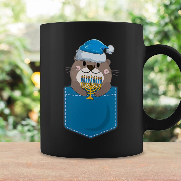 Jewish Otter Santa Menorah In Pocket Hanukkah Pajamas Coffee Mug Gifts ideas