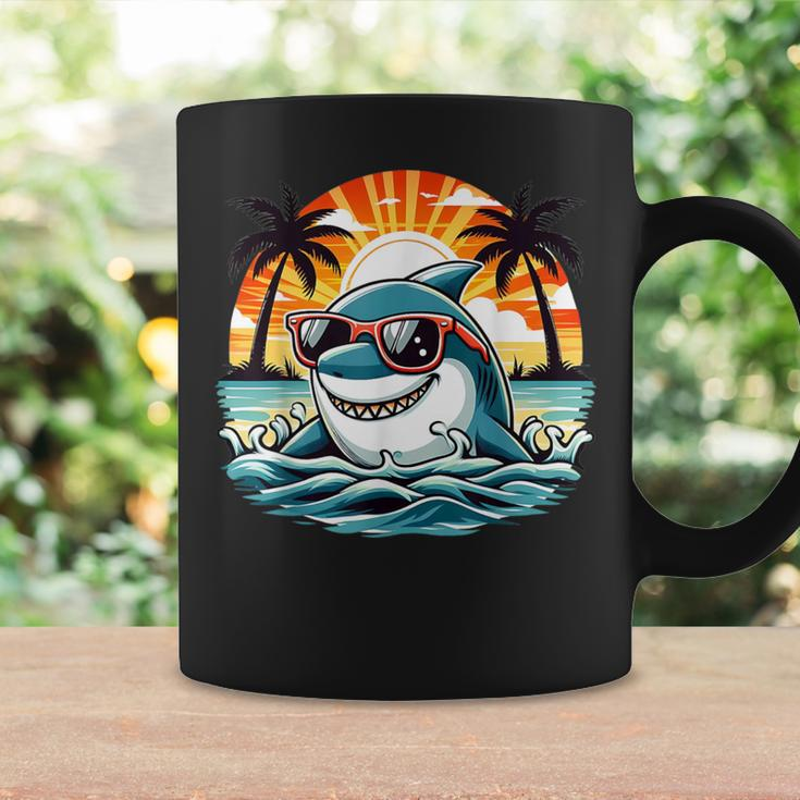 Retro Shark In Sunglasses 70S 80S 90S Cool Ocean Shark Coffee Mug Gifts ideas