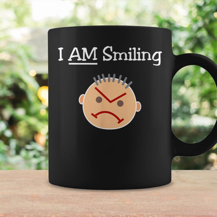 I Am Smiling Grouchy Angry Crabby Guy Dark Color Coffee Mug Gifts ideas