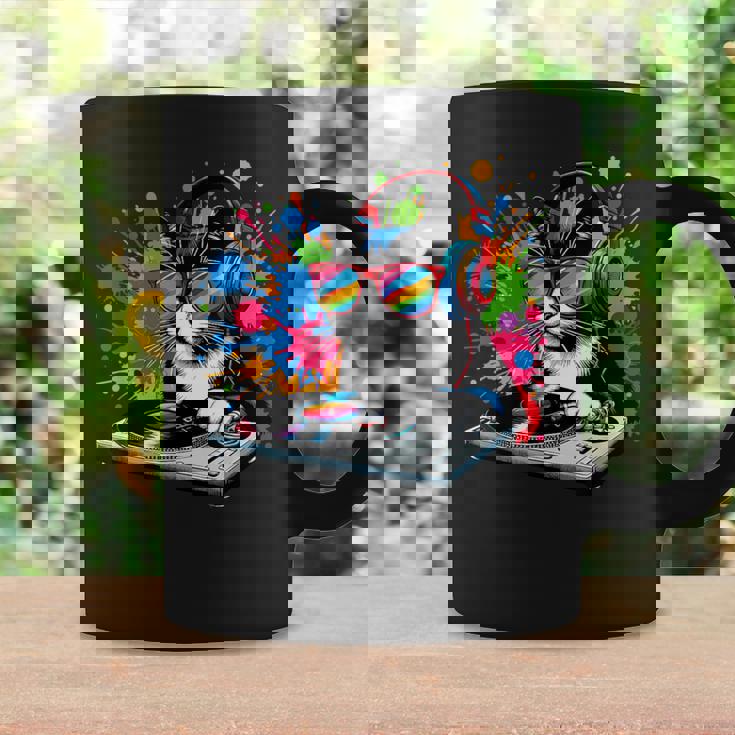 Gato Como Dj Y Djing Tocadiscos Edm Arte Pop Colorido Y Deejay Taza de café Ideas de regalos