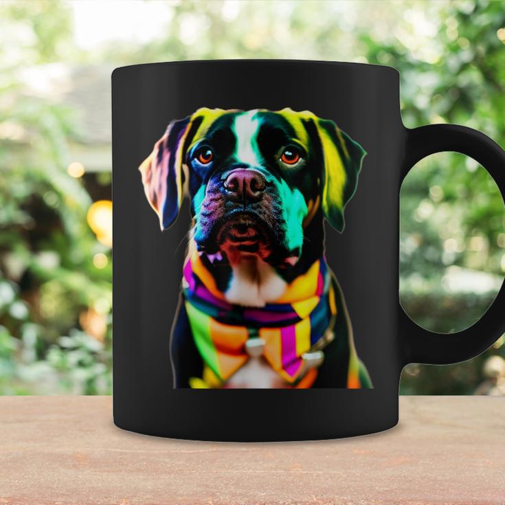 Glow In Style Black Dog Elegance With Colorful Flair Bright Coffee Mug Gifts ideas
