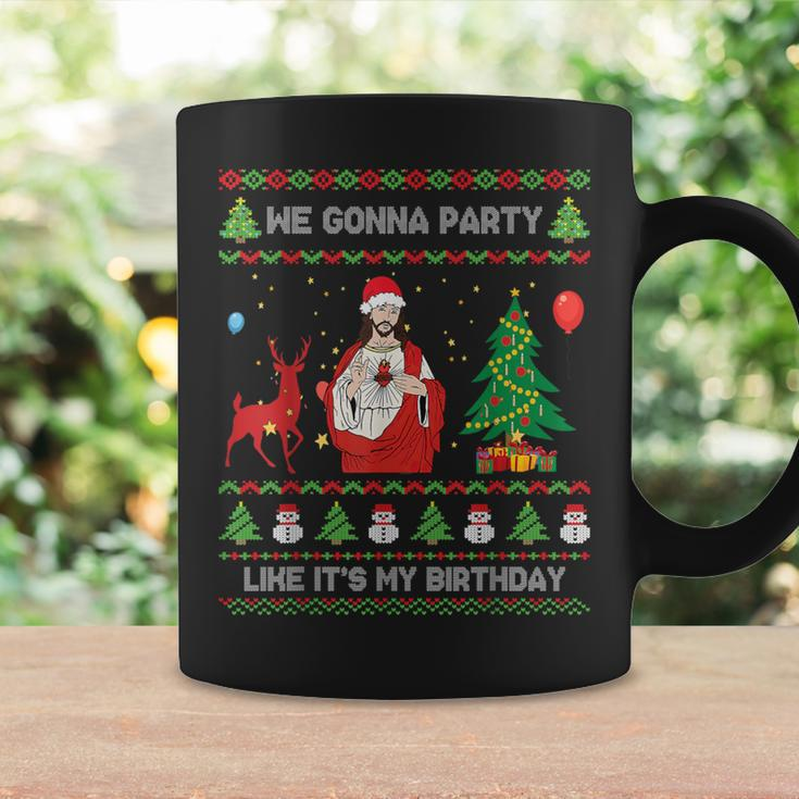 We Gonna Party Like It's My Birthday Jesus Ugly Christmas Coffee Mug Gifts ideas