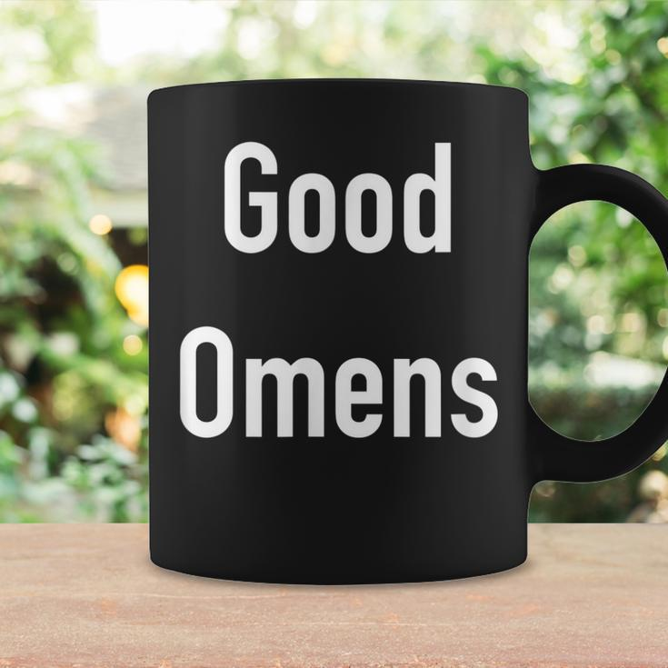 Good Omens Schwarz Tassen mit Weißer Schrift Unisex, Engel & Dämon Design Geschenkideen