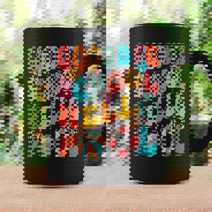 Goodbye School Hello Pool Summer Groovy Last Day Of School Coffee Mug Gifts ideas