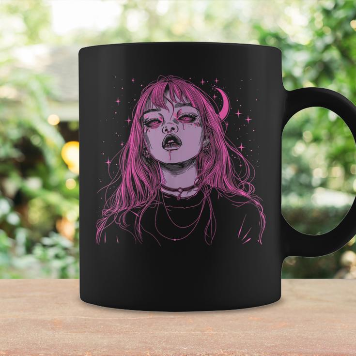Goth Grunge Demon Anime Girl Waifu Horror Alt Pink Aesthetic Coffee Mug Gifts ideas