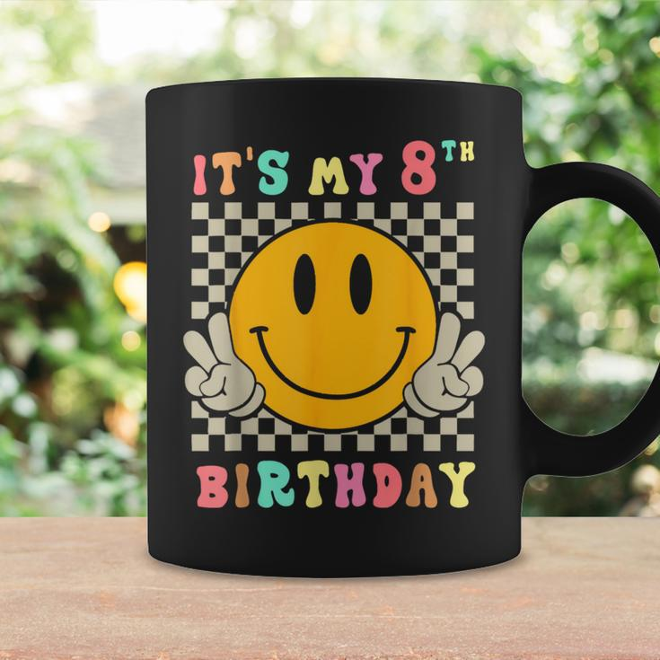 Groovy Hippie Smile Face It's My 8Th Birthday Happy 8 Year Coffee Mug Gifts ideas