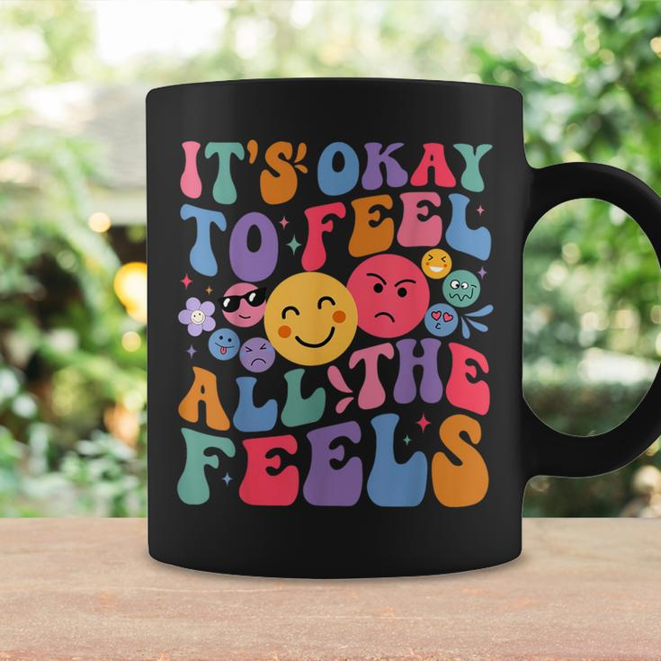 Groovy It's Ok To Feel All The Feels Emotions Mental Health Coffee Mug Gifts ideas