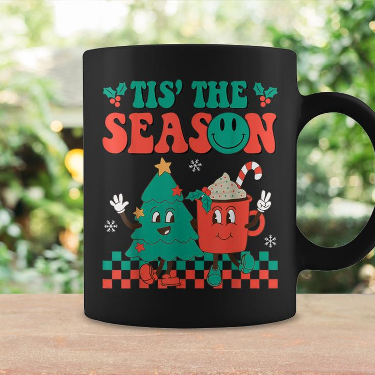 Groovy Tis The Season Christmas Hippie Hot Cocoa Pine Tree Coffee Mug Gifts ideas