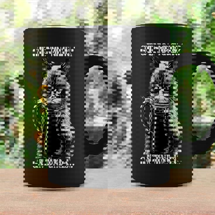 Guten Morgen Ganz Thin Eis German Language Cat Kaffee Black Tassen Geschenkideen