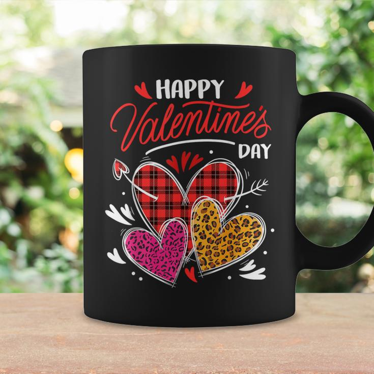 Happy Valentine's Day Three Leopard And Plaid Hearts Girls Coffee Mug Gifts ideas
