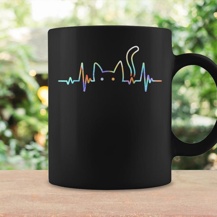 Heartbeat Cat Lover Animal Silhouette Cute Cat Coffee Mug Gifts ideas