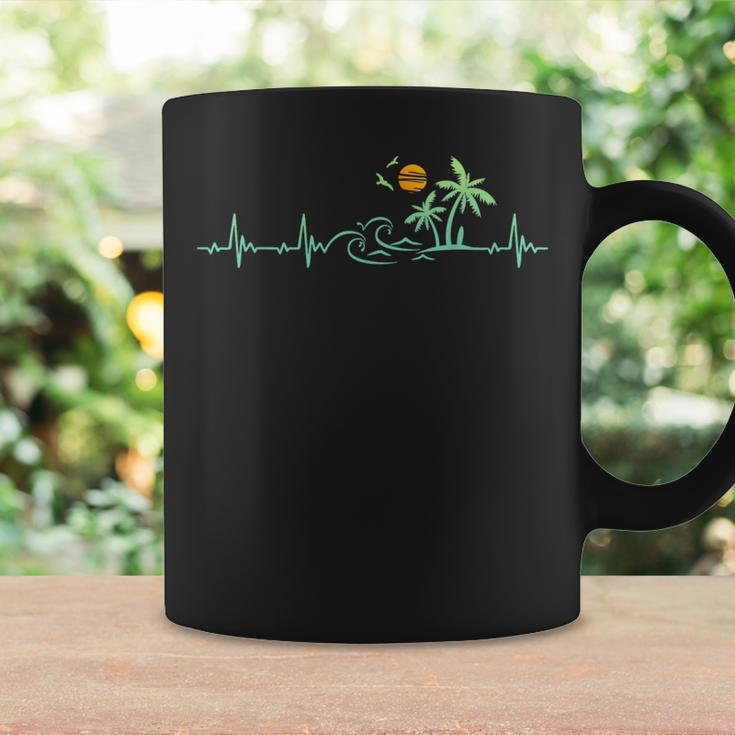 Heartbeat Palm Tree Retro Tropical Beach Island Trees Coffee Mug Gifts ideas