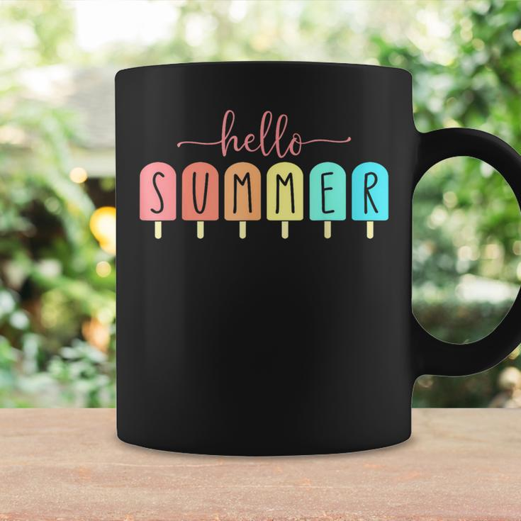 Hello Summer Cool Colorful Popsicle Graphic Coffee Mug Gifts ideas