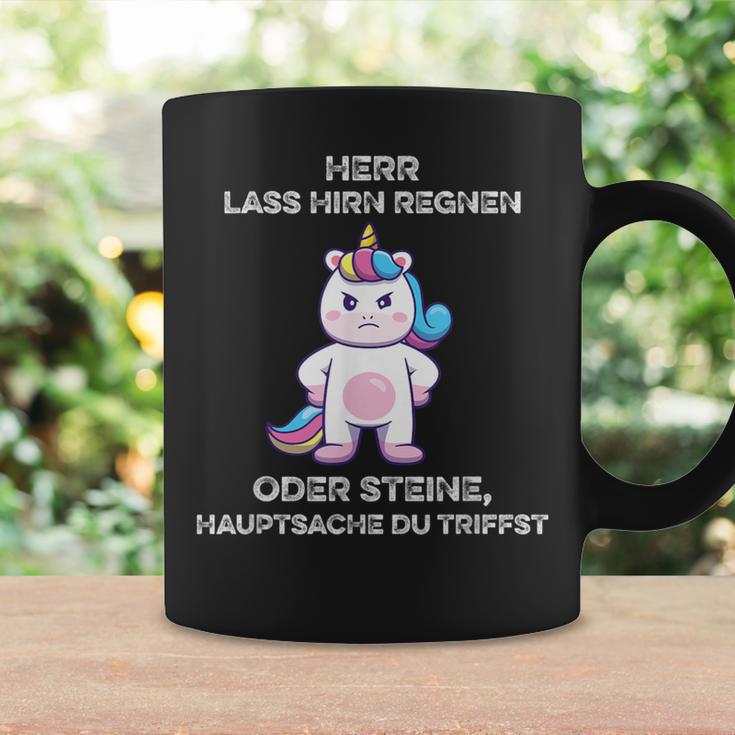 Herr Lass Hirn Regnen Oder Stein Genervt Unicorn Saying Tassen Geschenkideen