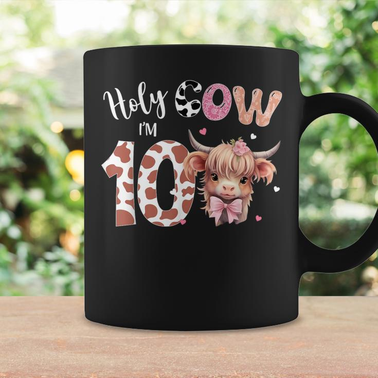 Holy Cow I'm 10 Highland Cow Print 10Th Birthday Girl Coffee Mug Gifts ideas