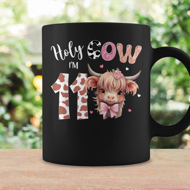 Holy Cow I'm 11 Highland Cow Print 11Th Birthday Girl Coffee Mug Gifts ideas