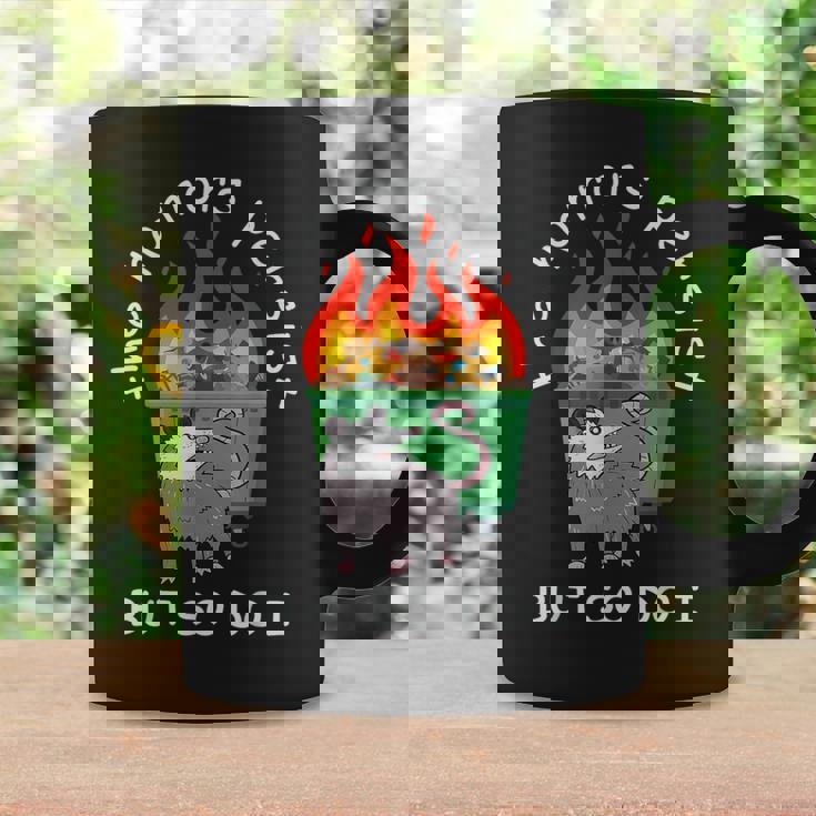 The Horrors Persist But So Do I Dumpster Fire Opossum Coffee Mug Gifts ideas
