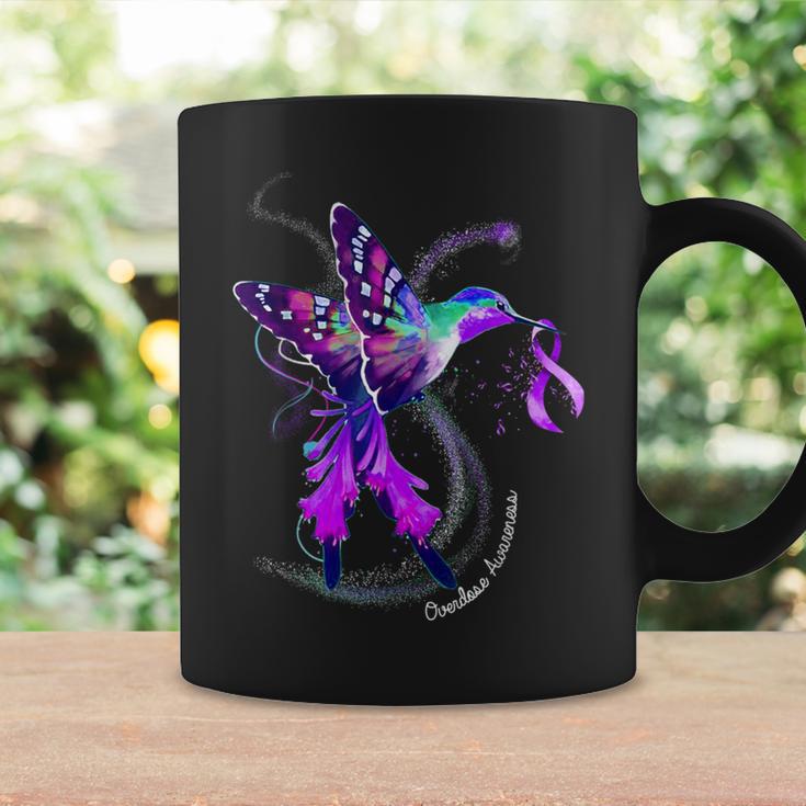 Hummingbird Holding Purple Ribbon Overdose Awareness Coffee Mug Gifts ideas