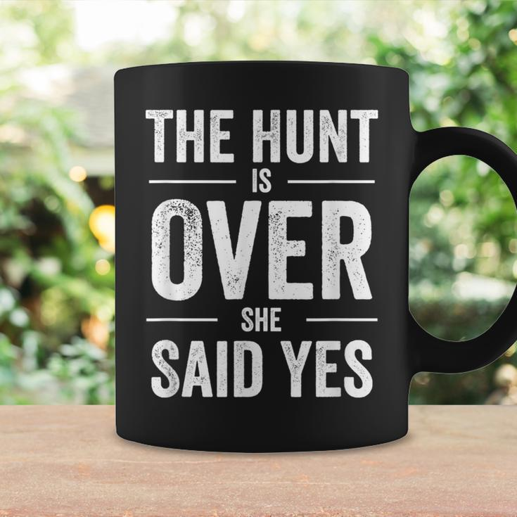 The Hunt Is Over She Said Yes Bachelor Party Marriage Coffee Mug Gifts ideas