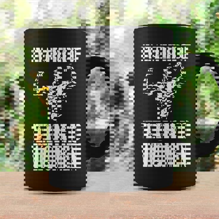 I'm Afraid Of Talking To Entrenamiento Satírico Taza de café Ideas de regalos