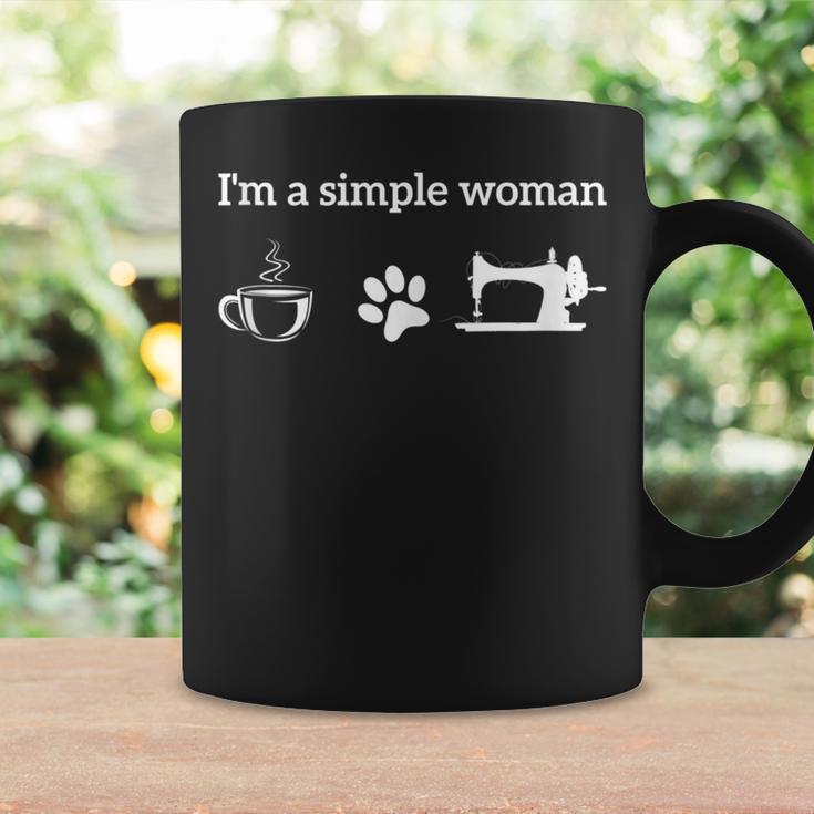 I'm A Simple Woman Loves Coffee Dog And Sewing Quilting Coffee Mug Gifts ideas