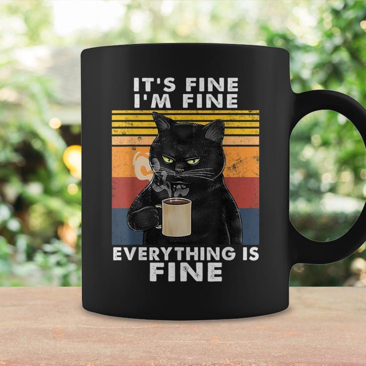 It's Fine I'm Fine Everything Is Fine Black Cat Drink Coffee Coffee Mug Gifts ideas