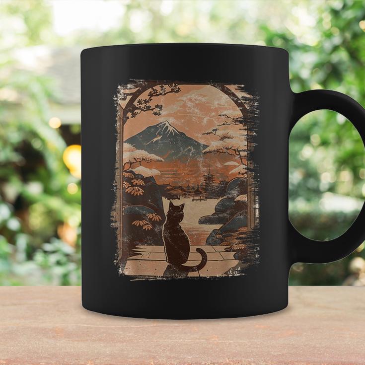 Japanese Cat With Landscape And Mountain Coffee Mug Gifts ideas