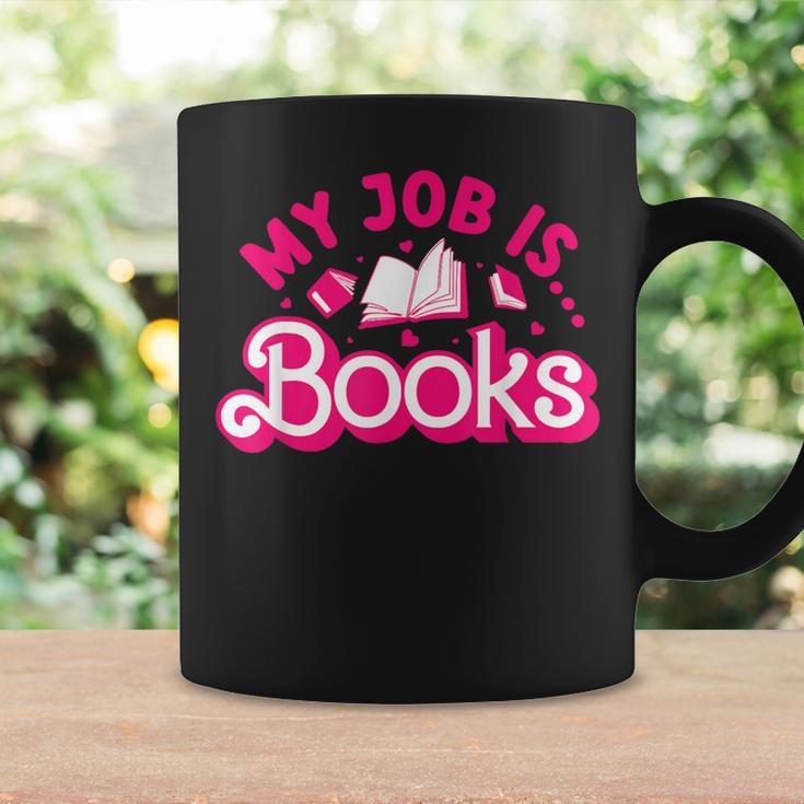 My Job Is Books Pink Retro Book Lovers Librarian Coffee Mug Gifts ideas