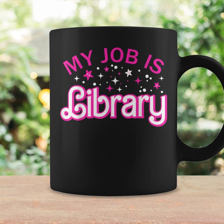 My Job Is A Library Retro Pink Style Reading Books Librarian Coffee Mug Gifts ideas