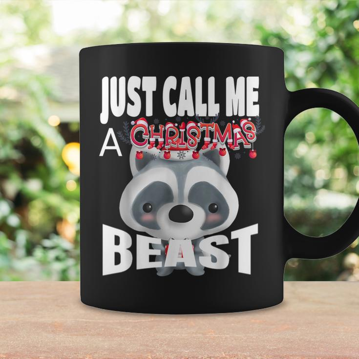 Just Call A Christmas Beast With Cute Little Raccoon Coffee Mug Gifts ideas