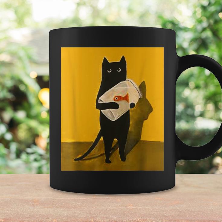 Katze Hält Goldfischglas-Kunstdesign Tassen Geschenkideen