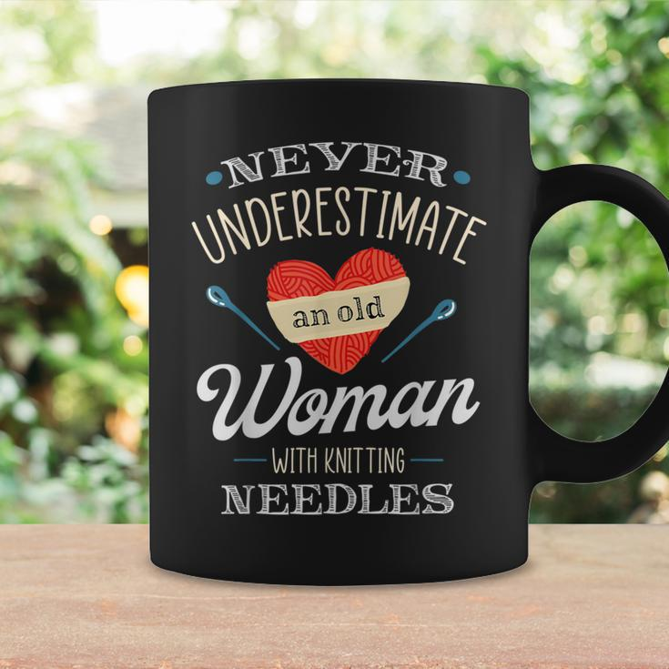 Knitting Never Underestimate Old Woman With Knit Needles Coffee Mug Gifts ideas