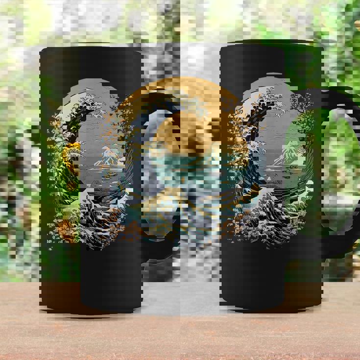 La Gran Ola Y Las Montañas Arte Japonés Kanagawa Taza de café Ideas de regalos