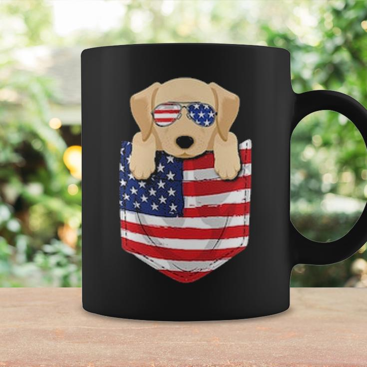Labrador Dog Peeking Pocke Patriotic Father Men Coffee Mug Gifts ideas