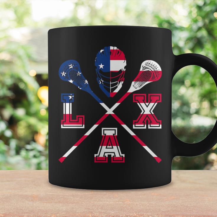 Lacrosse Outfit American Flag Lax Helmet & Sticks Team Coffee Mug Gifts ideas