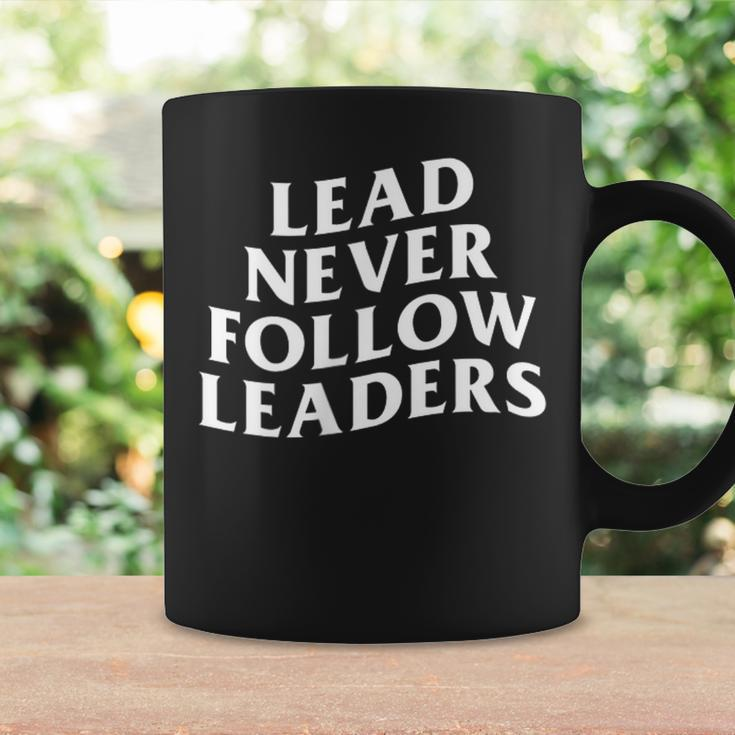 Lead Never Follow Leaders Y2k Satire Novelty N Meme Coffee Mug Gifts ideas