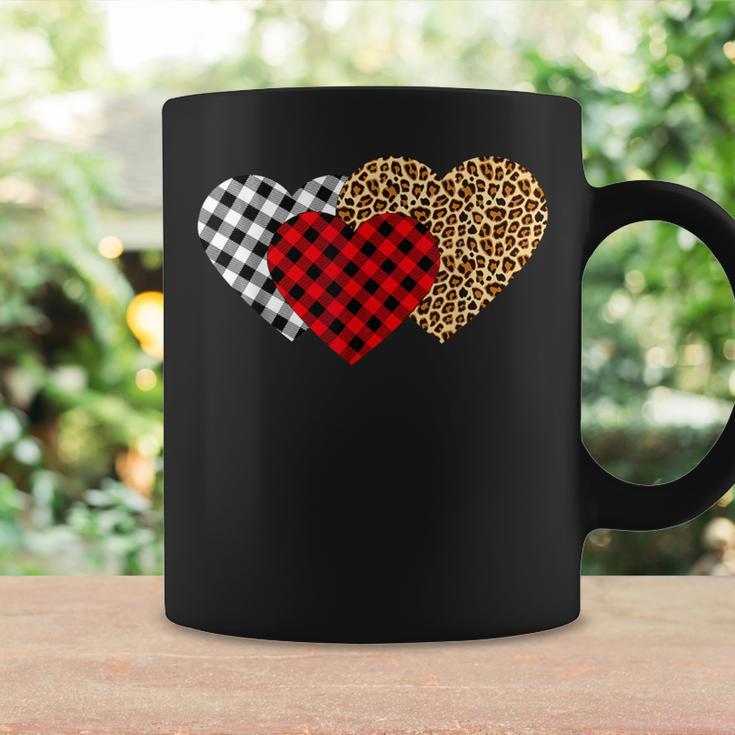 Leopard Heart Buffalo Plaid Heart Valentine Day Coffee Mug Gifts ideas