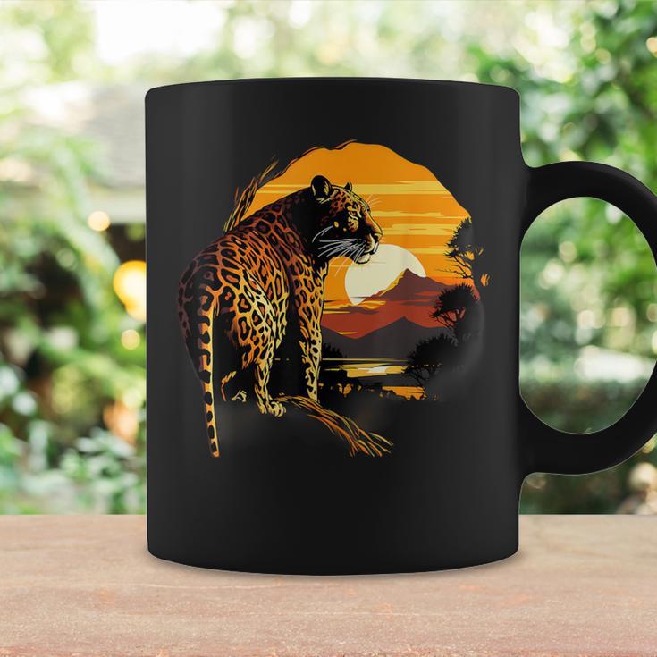 Leopard Savanne Sonnenuntergang Wildlife Safari Motiv Tierdruck Tassen Geschenkideen