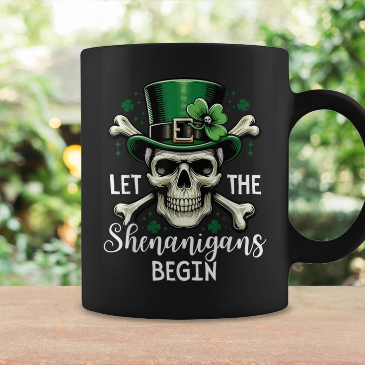 Let The Shenanigans Begin Skeleton St Patrick Day Skull Coffee Mug Gifts ideas