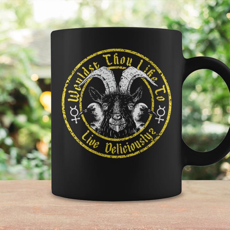 Live Deliciously Vintage Cartoon Goat Black Phillip Coffee Mug Gifts ideas