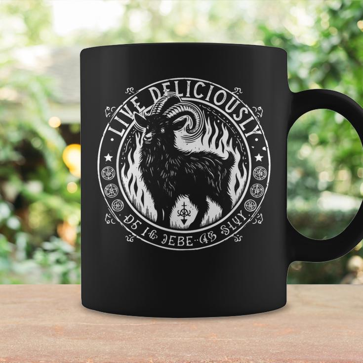 Live Deliciously Vintage Occult Goat Witch Coffee Mug Gifts ideas