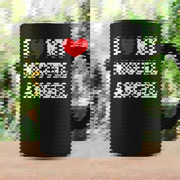 I Love My Miguel-Angel Amo A Mi Miguel-Angel Cuello Taza de café Ideas de regalos