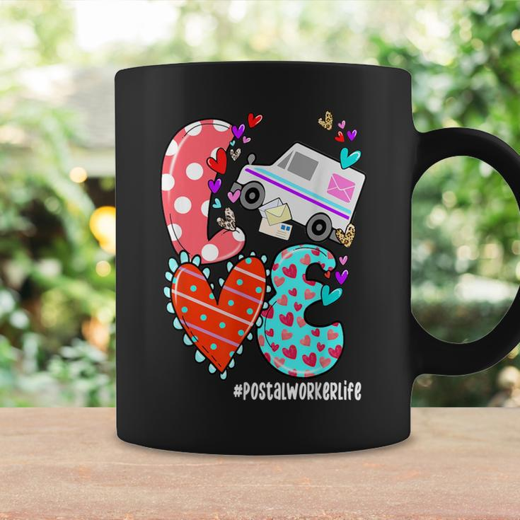 Love Postal Worker Life Leopard Heart Valentine's Day Coffee Mug Gifts ideas