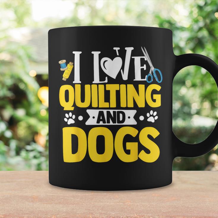 I Love Quilting And Dogs Crocheting Knitting Sewing Wool Coffee Mug Gifts ideas