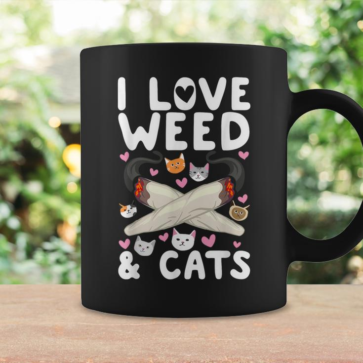 I Love Weed & Cats Cannabis Marijuana Pot Smoker Reefer Coffee Mug Gifts ideas
