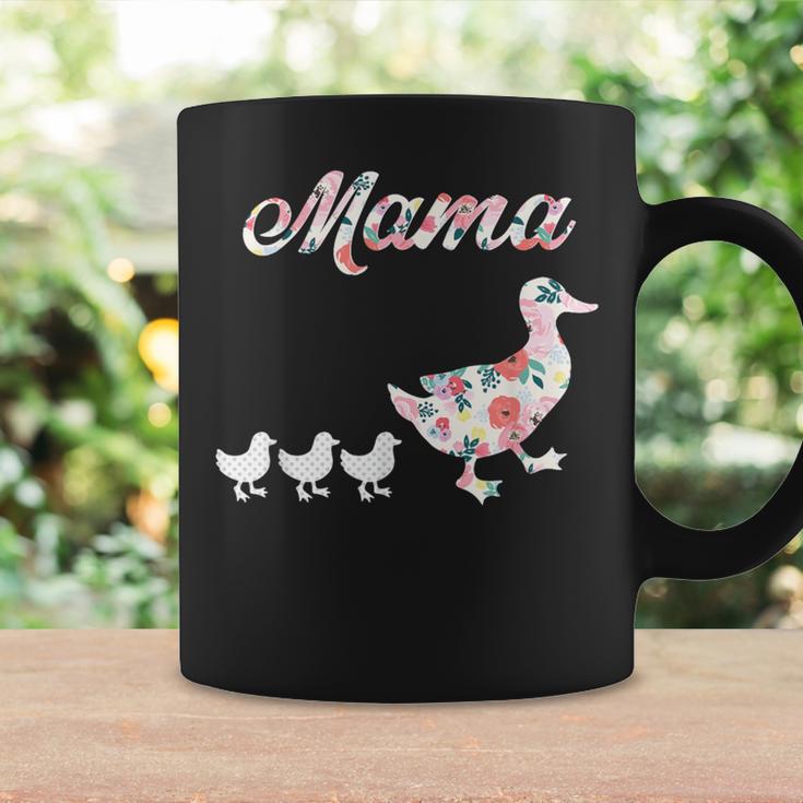 Mama Duck Mama Duck And 3 Ducklings Floral Mom Of 3 Coffee Mug Gifts ideas