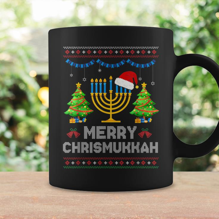 Merry Chrismukkah Happy Hanukkah Christmas Santa Hat Menorah Coffee Mug Gifts ideas