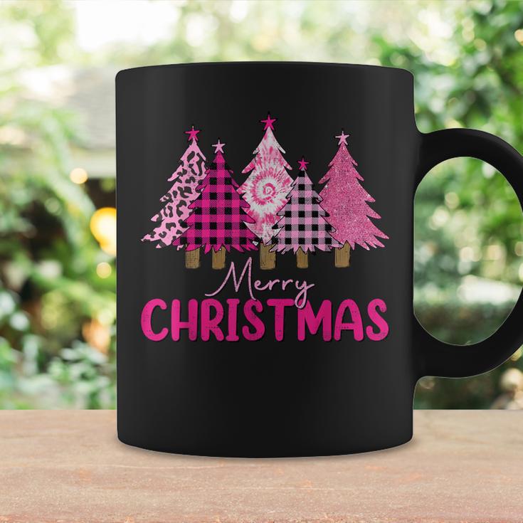 Merry Christmas Trees Leopard Buffalo Plaid Pink Girls Coffee Mug Gifts ideas