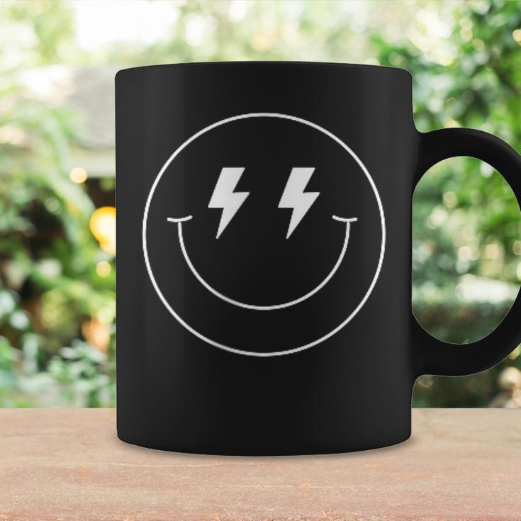 Minimalist 80S Lightning Bolt Eyes Happy Smiling Smile Face Coffee Mug Gifts ideas